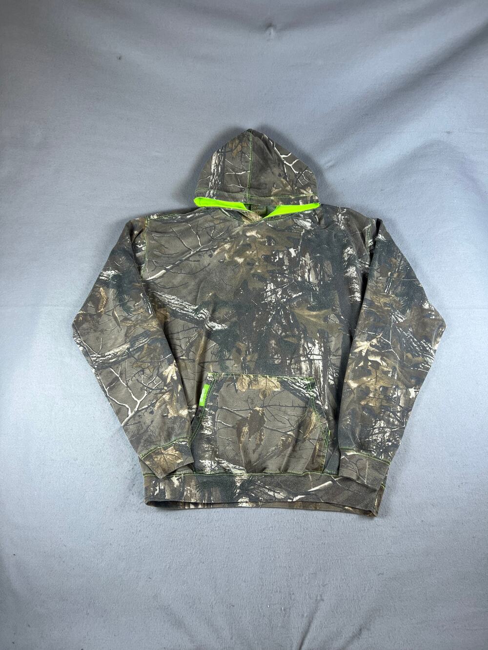 Oneshot Hunting Hoodie Mens 2XL RealTree Camo Neon Trim Outdoor Sport Sweatshirt